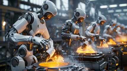 Fototapeta premium Robots are replacing humans.