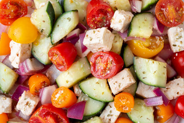 FRESH SUMMER CUCUMBER TOMATO FETA SALAD
