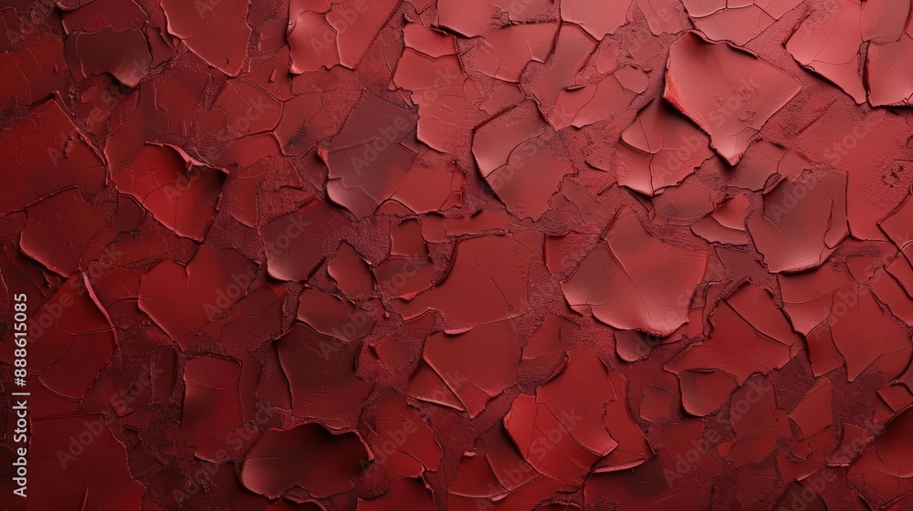 Poster A red background with splatters of paint and a few red circles