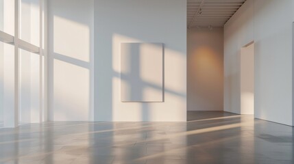 Obraz premium A white room with a large window and a white wall