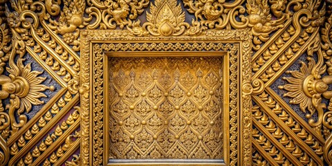 Intricate gold Thai pattern with ornate details, gold, pattern, Thai, design, intricate, ornate, traditional