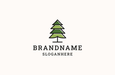 Pine Tree Logo Template. Universal creative symbol. Vector illustration.