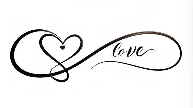Beautiful black line love heart creates a love symbol suitable for a tattoo style on a white surface