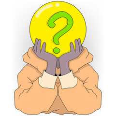 VARIOUS COLORFUL CHARACTERS WITH QUESTION MARKS SYMBOLIZING CURIOSITY AND THOUGHT PROCESS