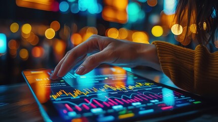 Pricing strategy with a hand adjusting pricing options on a tablet