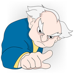 Stern Elderly Man Giving a Serious Advice with a Pointed Finger