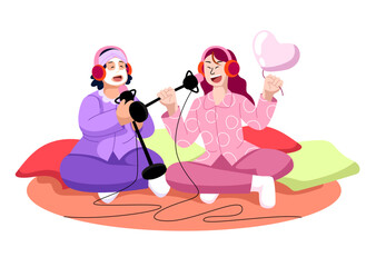 pink purple podcast 3d illustration