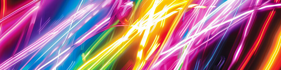 Obraz premium a dynamic composition of colorful neon light streaks, generative AI