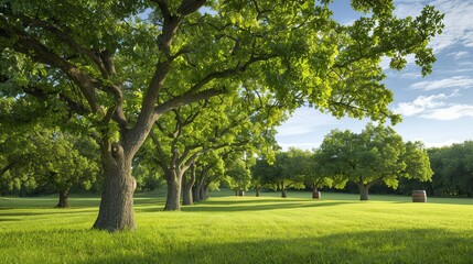Fototapeta premium Oak groves enhancing the countryside landscape, Oak, Groves, Countryside