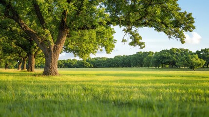 Obraz premium Oak trees in wildlife habitat with sustainable farming practices, Oak, Wildlife, Farming