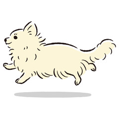 走るチワワのかわいい手描きイラスト
