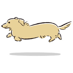 走るダックスフンドのかわいい手描きイラスト