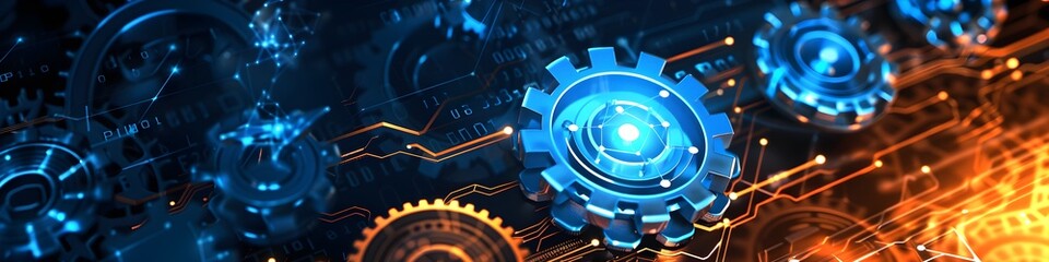 Fototapeta premium Abstract futuristic digital technology background with gears