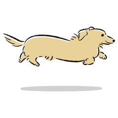 走るダックスフンドのかわいい手描きイラスト