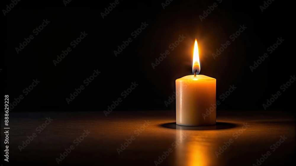 Wall mural Candlelight flickering on a black background, candles, flame, glow, dark, ambiance, elegant, decoration, romantic, atmospheric, luminous