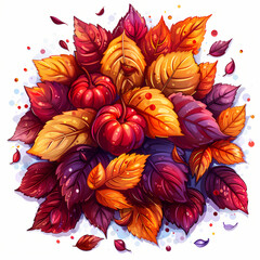 Fototapeta premium Autumn leaf motif isolated on white background 