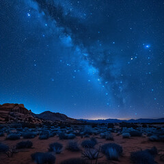 Fototapeta premium Celestial Wonder: The Desert Stars Twinkling in a Crystal Clear Sky