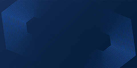 Modern abstract blue background with glowing geometric lines. Blue gradient hexagon shape design. Futuristic technology concept. Suit for banner, brochure, science, website, corporate, poster, cover
