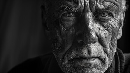 B&W Photography of a Middle-Aged Man with a Serious Expression, Showing Determination