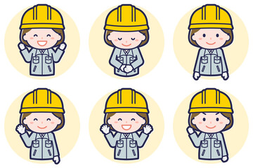 女性工事作業員のポーズセット_02
