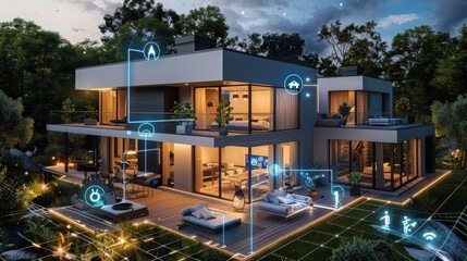 Obraz premium Smart Home Technology - Modern House with Automated Systems