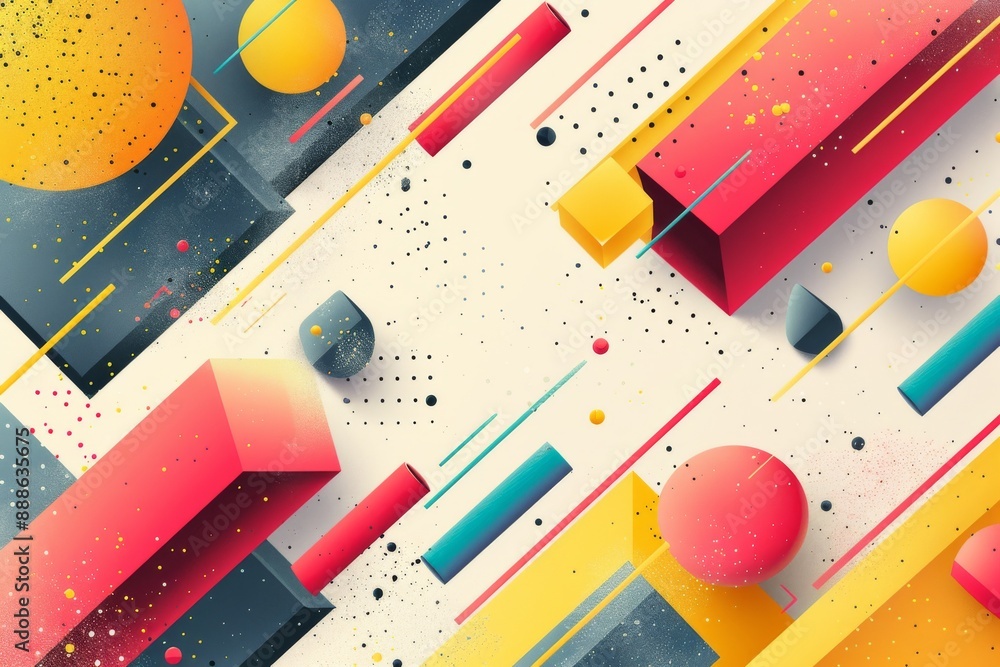 Poster geometric abstract art with colorful shapes modern design creative representation unique patterns di