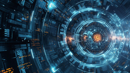 Fototapeta premium Cyber security concept. Blue lock symbol, point connecting network on blue background. blue background, padlock with lock, cybersecurity, cybersecurity background, padlock icon, digital security,