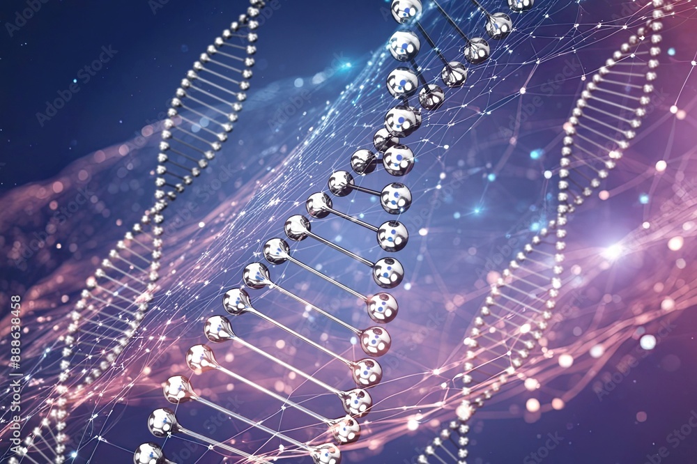 Poster colored double helix dna structure for science concept.