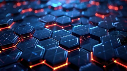 Obraz premium Geometric hi-tech patterns with interconnected hexagon background.