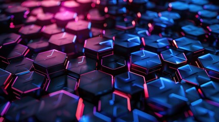 Obraz premium Geometric hi-tech patterns with interconnected hexagon background.