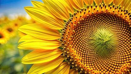 Close up shot of sunflower with visible seeds and pollen, sunflower, close up, seeds, pollen, vibrant, yellow, nature