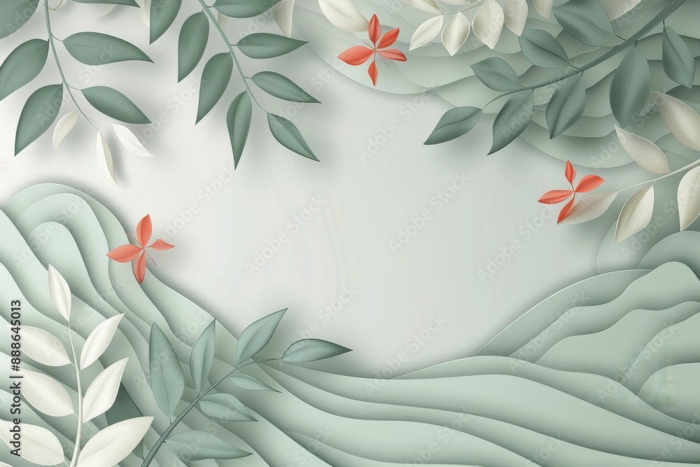 Poster abstract foliage with soft colors modern art creative representation conceptual design unique patter