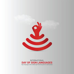 International Day of Sign Languages creative. finger and world map vector isolated on Poster for background. Sign Languages poster ads, vector, 3d, illustration, Sep 23. Important day, Holiday concept