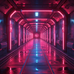 Futuristic Laser Beam Lighting a Sci-Fi Corridor