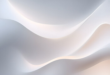 Abstract background with smooth, flowing white and gray waves creating a soft, elegant texture.