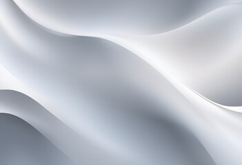 Abstract background with smooth, flowing white and gray waves creating a soft, elegant texture.