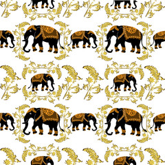 ethnic geometric pattern 
Native American tribal fabric, tile, rug, vector, 
Illustration design on elephant pattern background