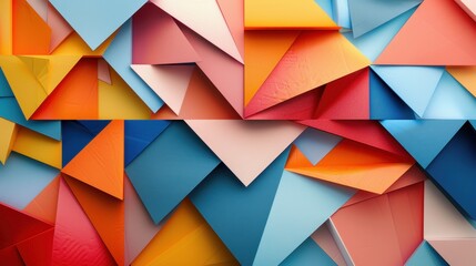 Obraz premium Colorful Abstract Geometric Background with Overlapping Paper Shapes in Vibrant Hues