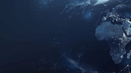 Obraz premium A close up of a globe with lines and dots tech background. globe close-up, tech background, globe with lines and dots, global network, digital globe, technology background, data visualization,