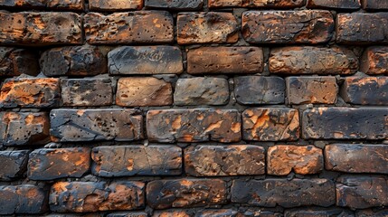 Naklejka premium Rustic brown brick wall with natural imperfections, perfect for cozy and inviting home decor