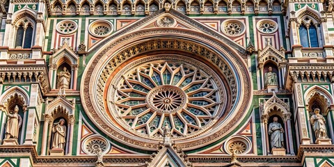 Fototapeta premium Intricate rose window of Cathedral of Saint Mary of the Flower in Florence, Italy, rose window