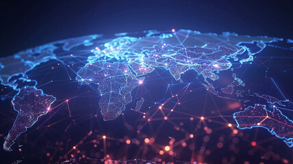 A close up of a globe with lines and dots tech background. globe close-up, tech background, globe with lines and dots, global network, digital globe, technology background, data visualization,