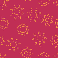 Outline Bunch of Sun Vector Seamless Pattern illustration Design