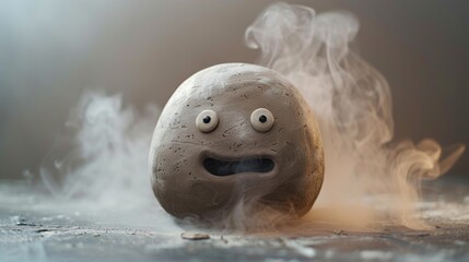 Playful Clay Creative Director with Expressive Features on White Background in Mystical Lighting