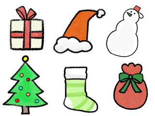 シンプルなクリスマスイラストのアイコンセット