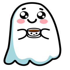 Cute Ghost in Coffee Cup

