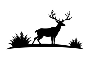 Dear Hunting Silhouette Vector Illustration.