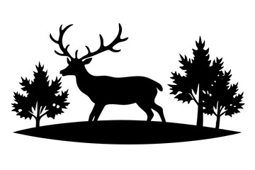 Dear Hunting Silhouette Vector Illustration.