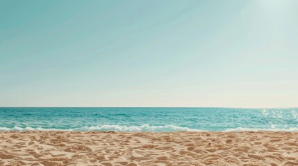 Fototapeta premium Retro Beach Scene in 2D Frame-by-Frame Animation with Vibrant Digital Backgrounds for Mockup or Background Use