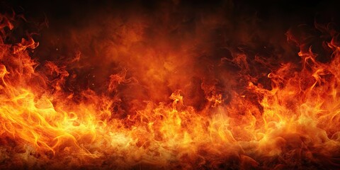 Obraz premium Intense dark and fiery background , flames, heat, burning, powerful, energy, inferno, hot, blazing, dark, abstract, vibrant